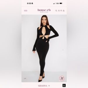 House of CB Serafina Black Long Sleeve Cut-Out Dress NWT